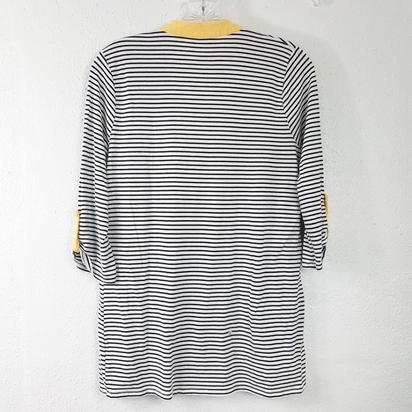 Charming Charlie Women's Button Down V Neck Pin Stripe Shirt Top Blouse - Picture 5 of 8